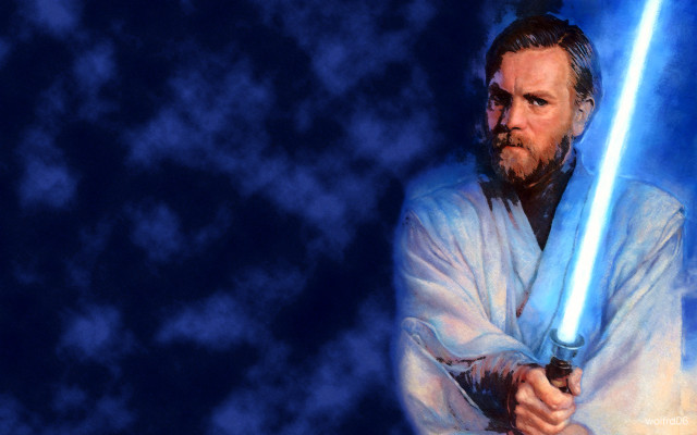 Man holding light saber blue free wallpaper - medium preview image