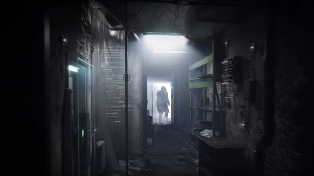 Person walking dark hallway light free wallpaper - medium preview image
