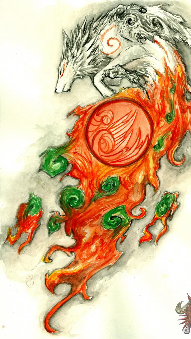 Dragon red circle green circle free wallpaper - medium preview image