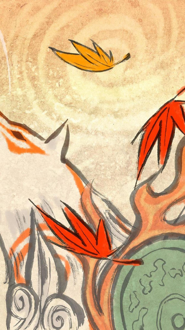 Clock bird flying swirly leaves free wallpaper - medium preview image