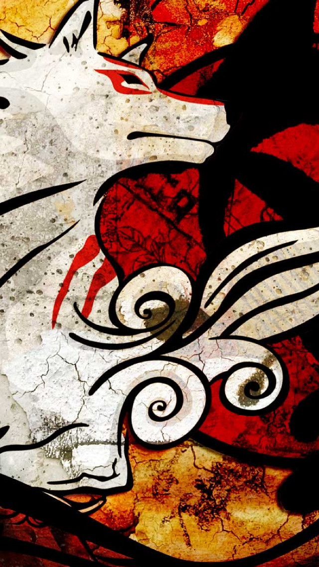 Wolf red background white tail free wallpaper - medium preview image