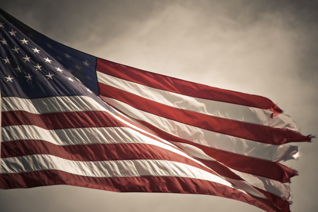 American flag flying cloudy sky free wallpaper - medium preview image