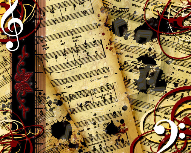 Music sheet musical notes red #2 free wallpaper - medium preview image