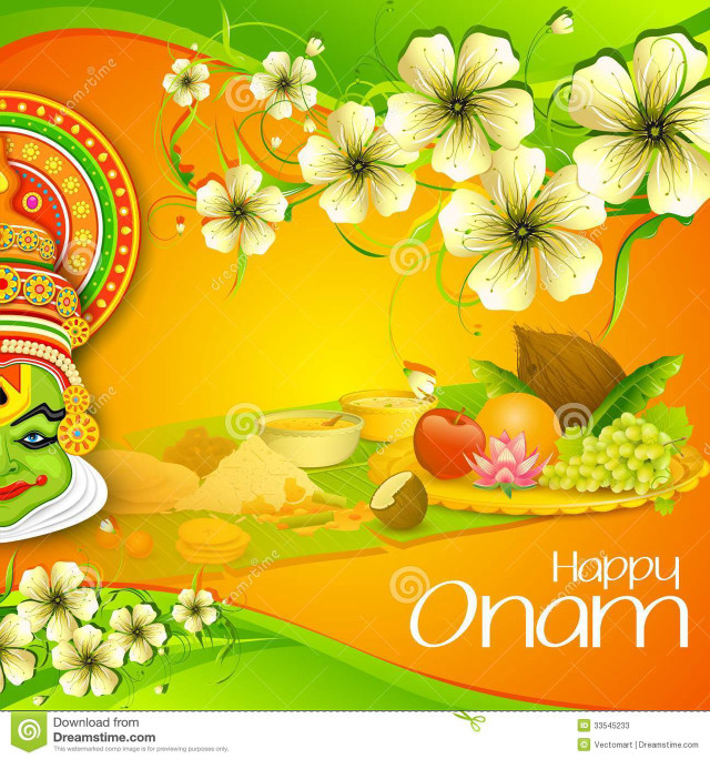 Happy onam greeting mask flowers free wallpaper - medium preview image