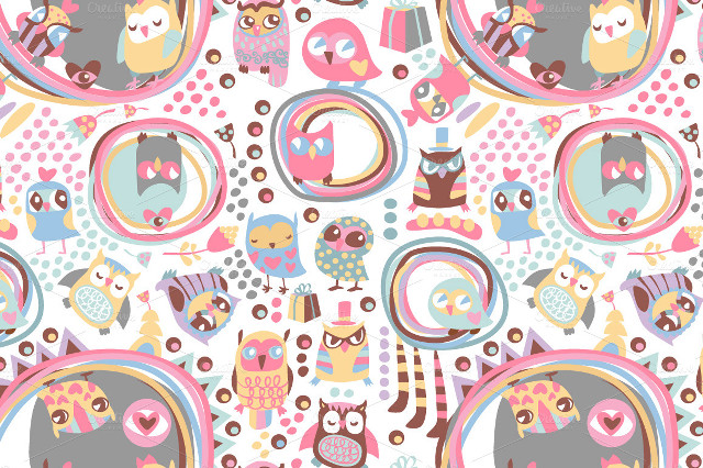 Colorful pattern owls animals surface free wallpaper - medium preview image
