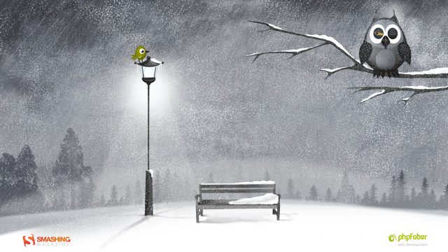 Bird tree branch snow bench free wallpaper - medium preview image