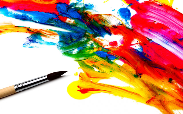Brush painting rainbow splash fiery free wallpaper - medium preview image