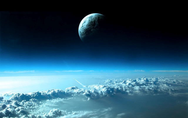 Earth space shuttle clouds moon free wallpaper - medium preview image