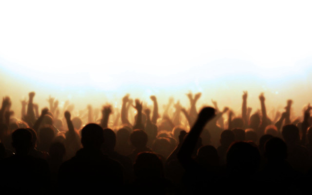 Concert crowd fire silhouette autumn free wallpaper - medium preview image