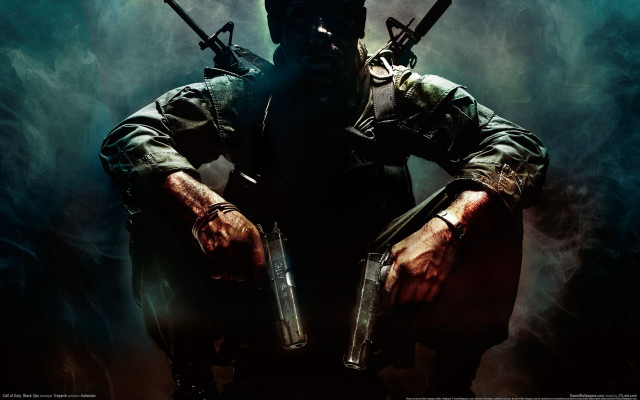 Man gas mask holding guns #2 free wallpaper - medium preview image