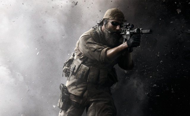 Military man gun dark background free wallpaper - medium preview image