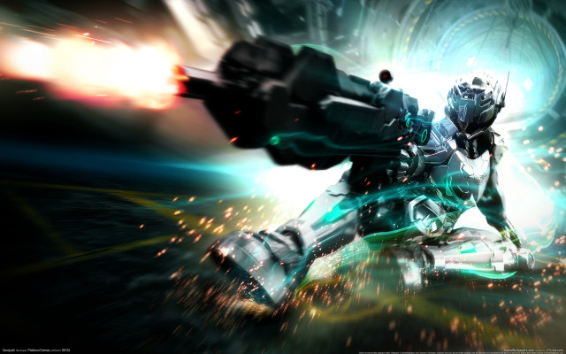Futuristic man gun light shining free wallpaper - medium preview image