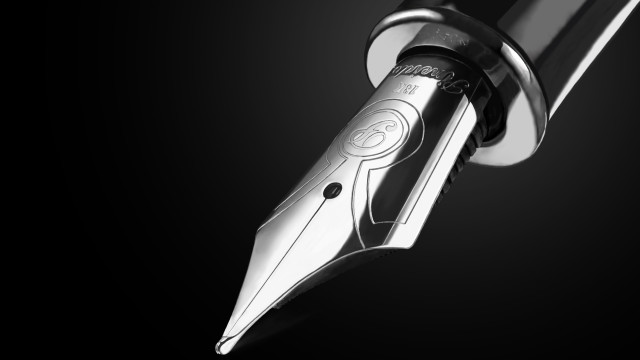 Black pen greyscale 3d render free wallpaper - medium preview image