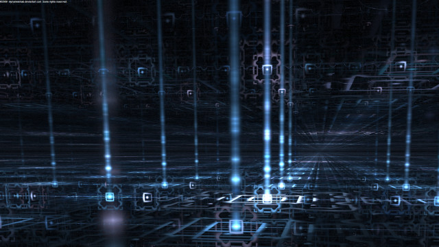 Dark room blue lights squares free wallpaper - medium preview image