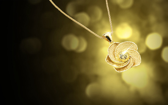 Gold necklace flower diamond rococo free wallpaper - medium preview image