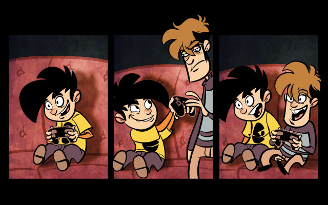 Boy girl couch camera boy free wallpaper - medium preview image