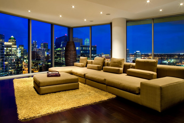 Living room large couch city free wallpaper - medium preview image