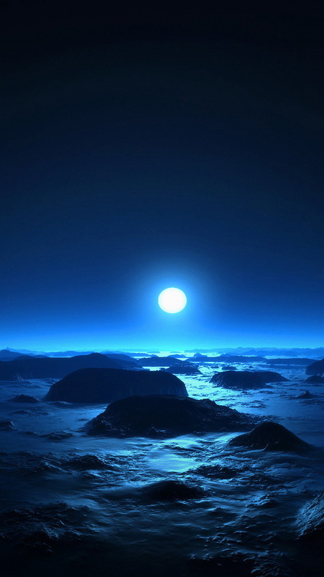 Full moon ocean night matte free wallpaper - medium preview image