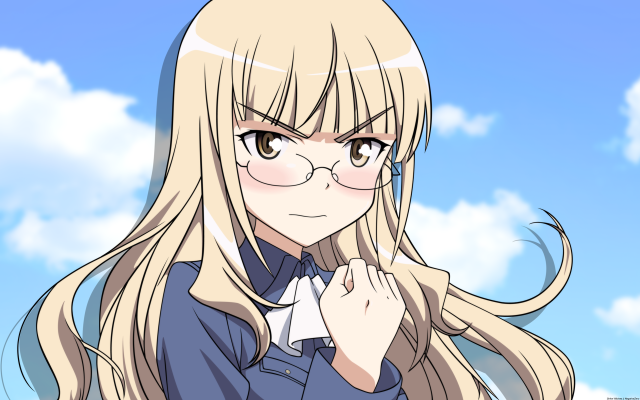 Blonde girl glasses blue sky free wallpaper - medium preview image