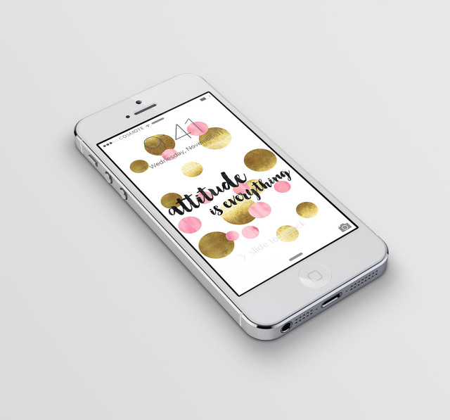 Phone gold dot pattern pink free wallpaper - medium preview image