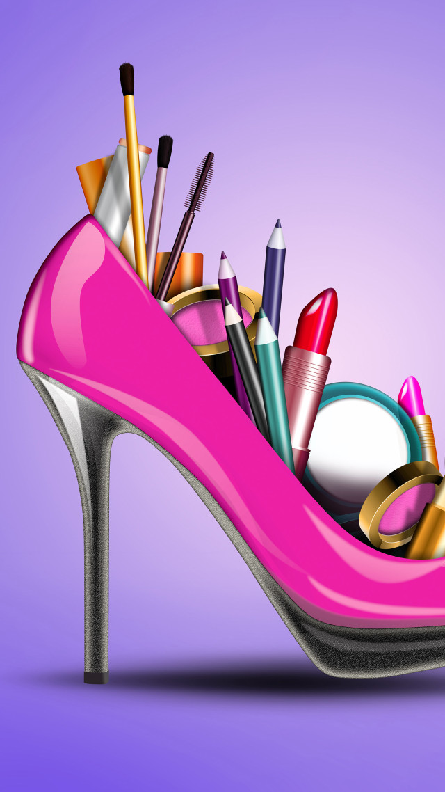 Pink high heeled shoe makeup free wallpaper - medium preview image