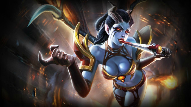 Woman sword demon flames fantasy free wallpaper - medium preview image