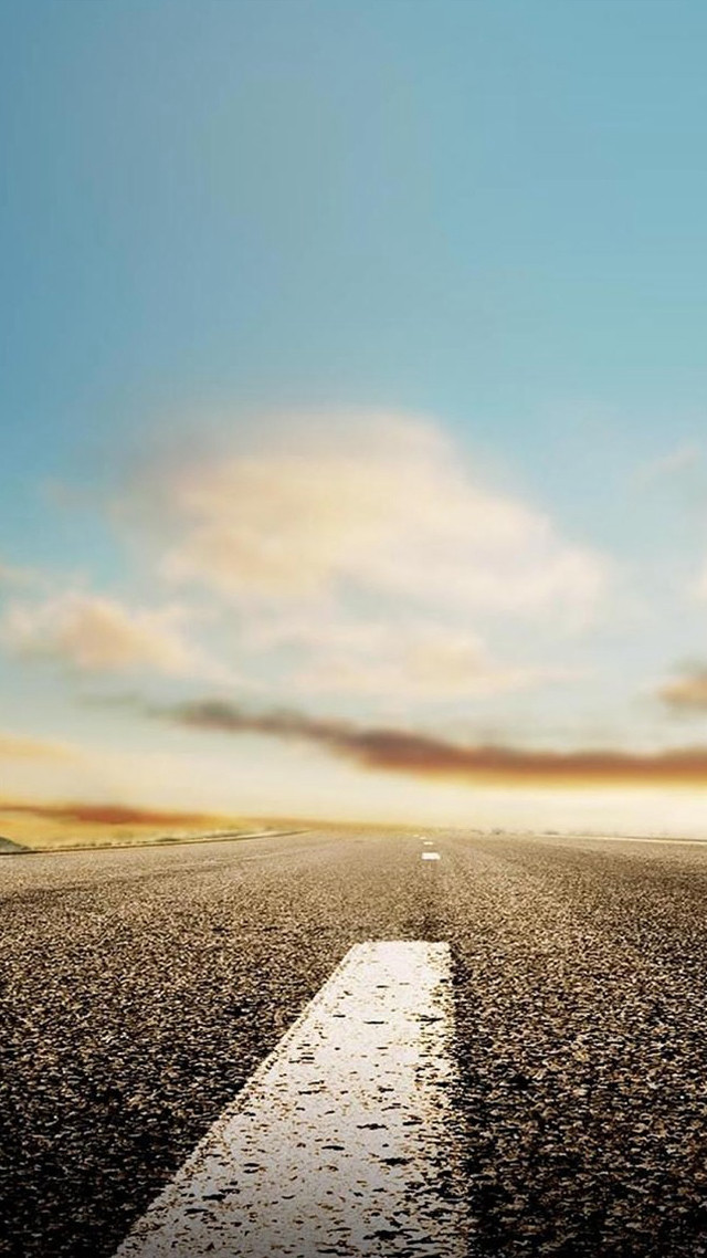 Road white line sky clouds free wallpaper - medium preview image