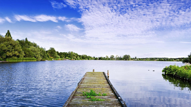 Long dock lake blue sky free wallpaper - medium preview image