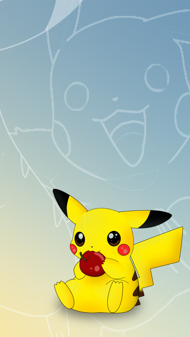 Cartoon pikachu blue background yellow free wallpaper - medium preview image