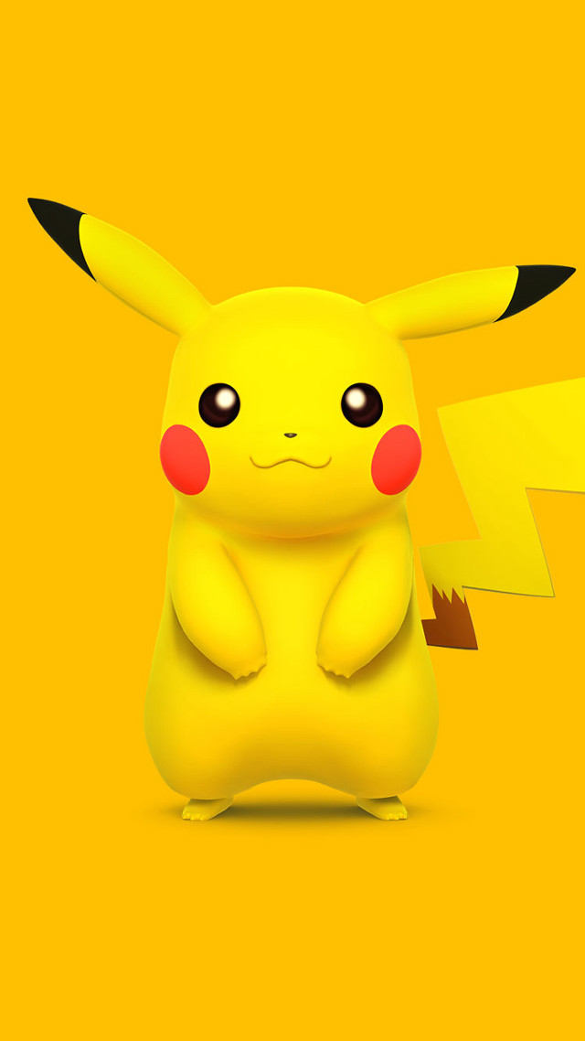 Pikachu sitting yellow background lightning free wallpaper - medium preview image