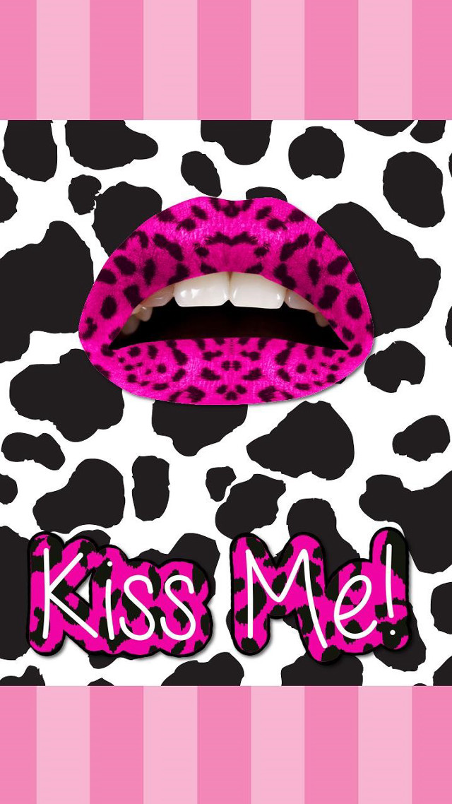 Pink black leopard print lip free wallpaper - medium preview image