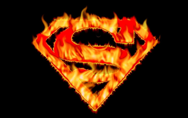 Superman symbol flames black background free wallpaper - medium preview image