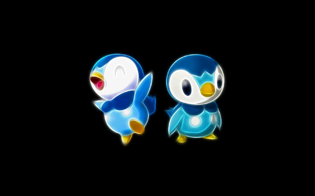 Penguins holography shiny black background free wallpaper - medium preview image