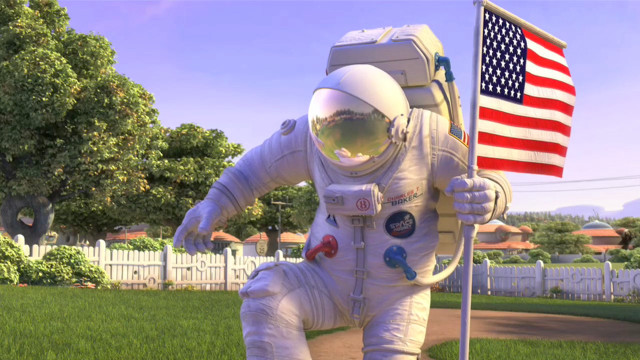 Space suit man flag yard free wallpaper - medium preview image