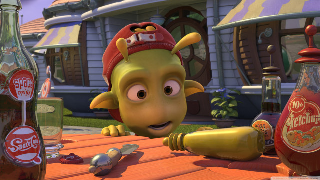 Cartoon character sitting table soda free wallpaper for desktop - medium preview image