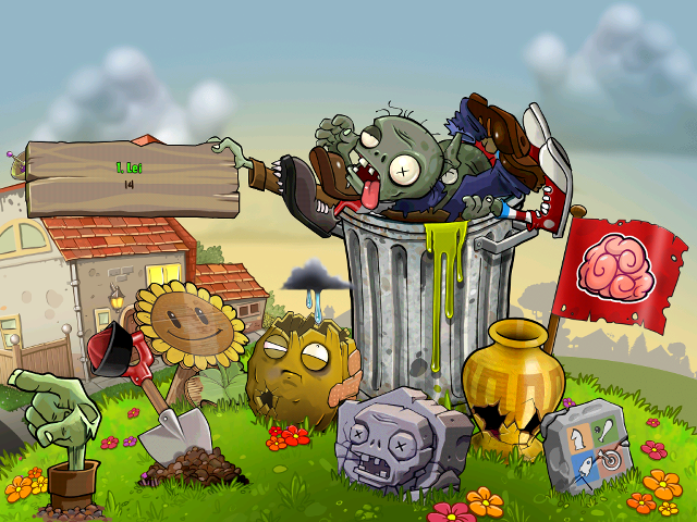 Cartoon trash can zombies yard free wallpaper - medium preview image
