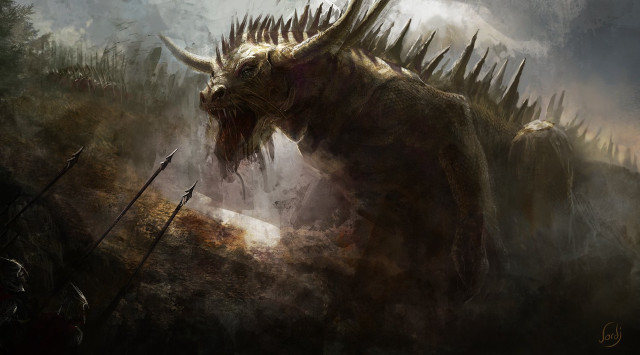 Dragon spikes horns painting artwork free wallpaper - medium preview image