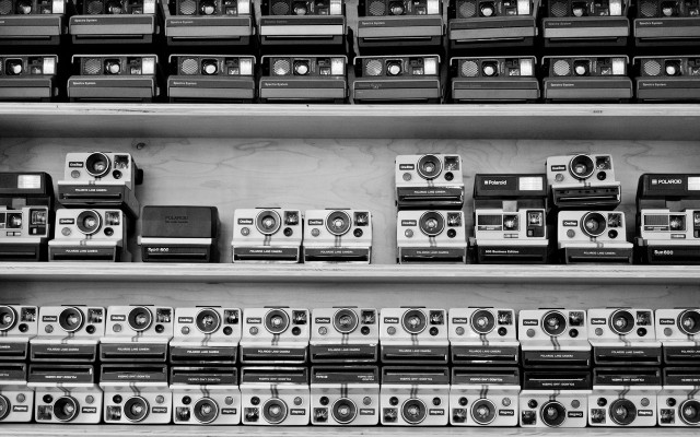 Old radio collection blackwhite wooden free wallpaper - medium preview image