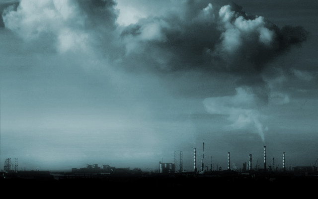 Factory black white smoke stacks free wallpaper - medium preview image