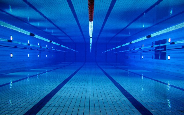 Blue pool tiled floors sky free wallpaper - medium preview image