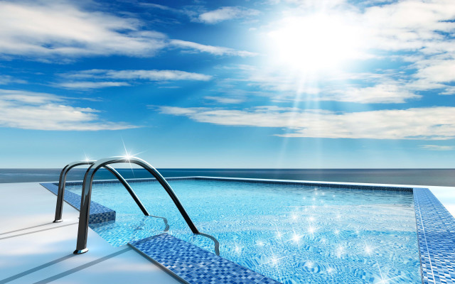 Swimming pool ladder sunshine horizon #2 free wallpaper - medium preview image