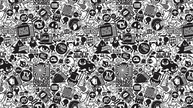 Black white skull pattern design free wallpaper - medium preview image