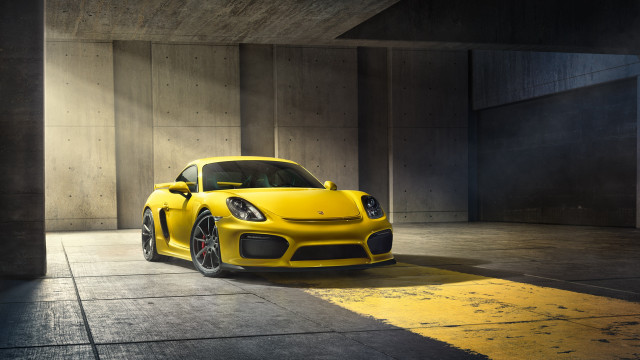 Yellow sports car parking garage #3 free wallpaper - medium preview image