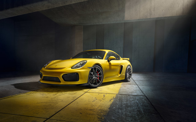 Yellow porsche parking garage spotlight free wallpaper - medium preview image