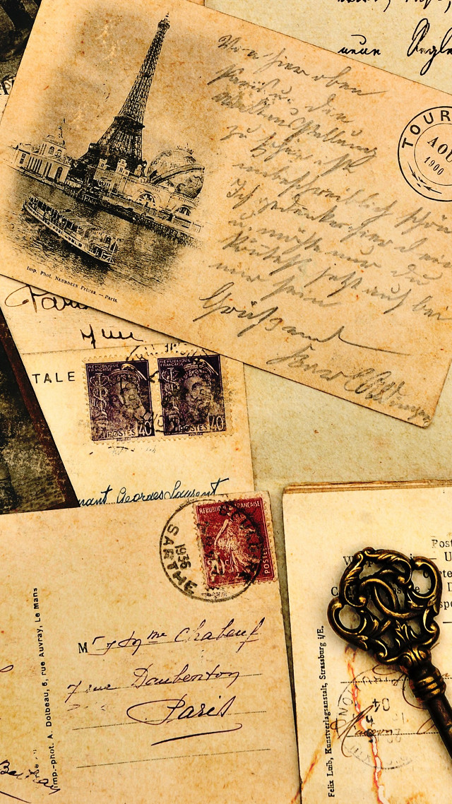 Old postcards with key attached free wallpaper - medium preview image