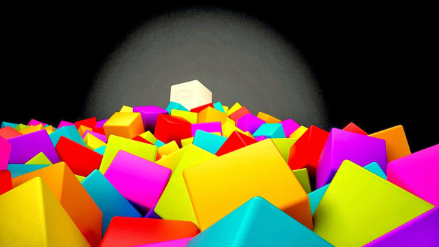 Colorful blocks black floor white free wallpaper - medium preview image