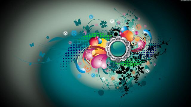 Colorful abstract background flower butterflies free wallpaper - medium preview image