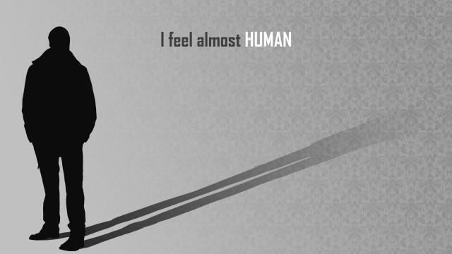 Shadow man minimalist robot greyscale free wallpaper - medium preview image