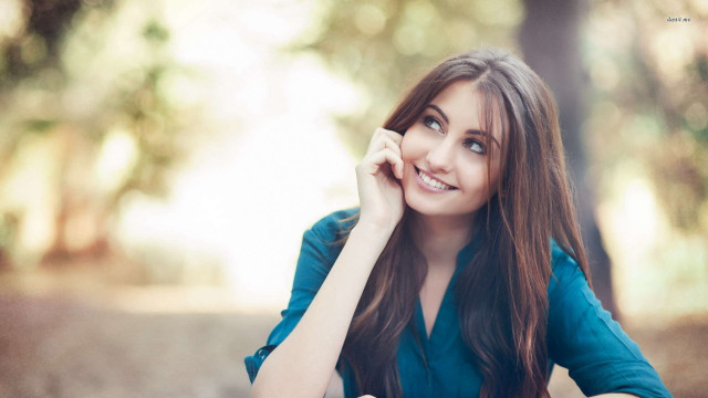 Woman bench park hand chin free wallpaper - medium preview image