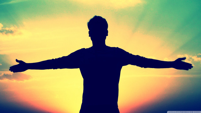 Man sunset arms outstretched hands free wallpaper - medium preview image